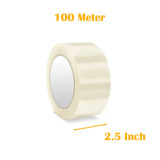 GUM Tape, TRANSPARENT Tape 2.5  INCH | 100 METER for Packaging Tape for Professional & Office Use, Packing Tape for Heavy Loads