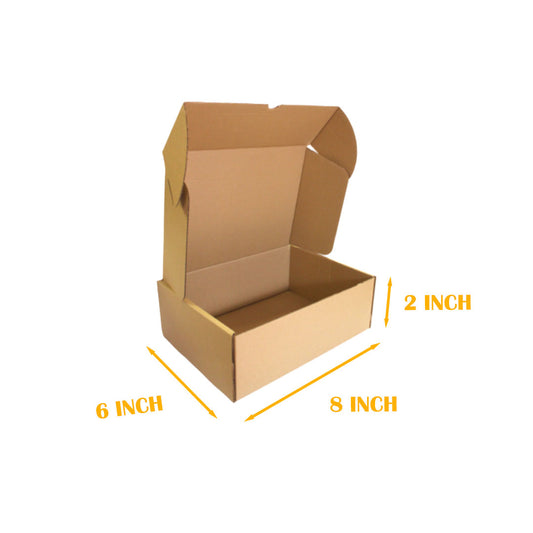 FLAP BOX 3 Ply | 8" x 6" x 2" |Brown Corrugated Boxes for Packaging Cardboard Packing Boxes for Shipping,