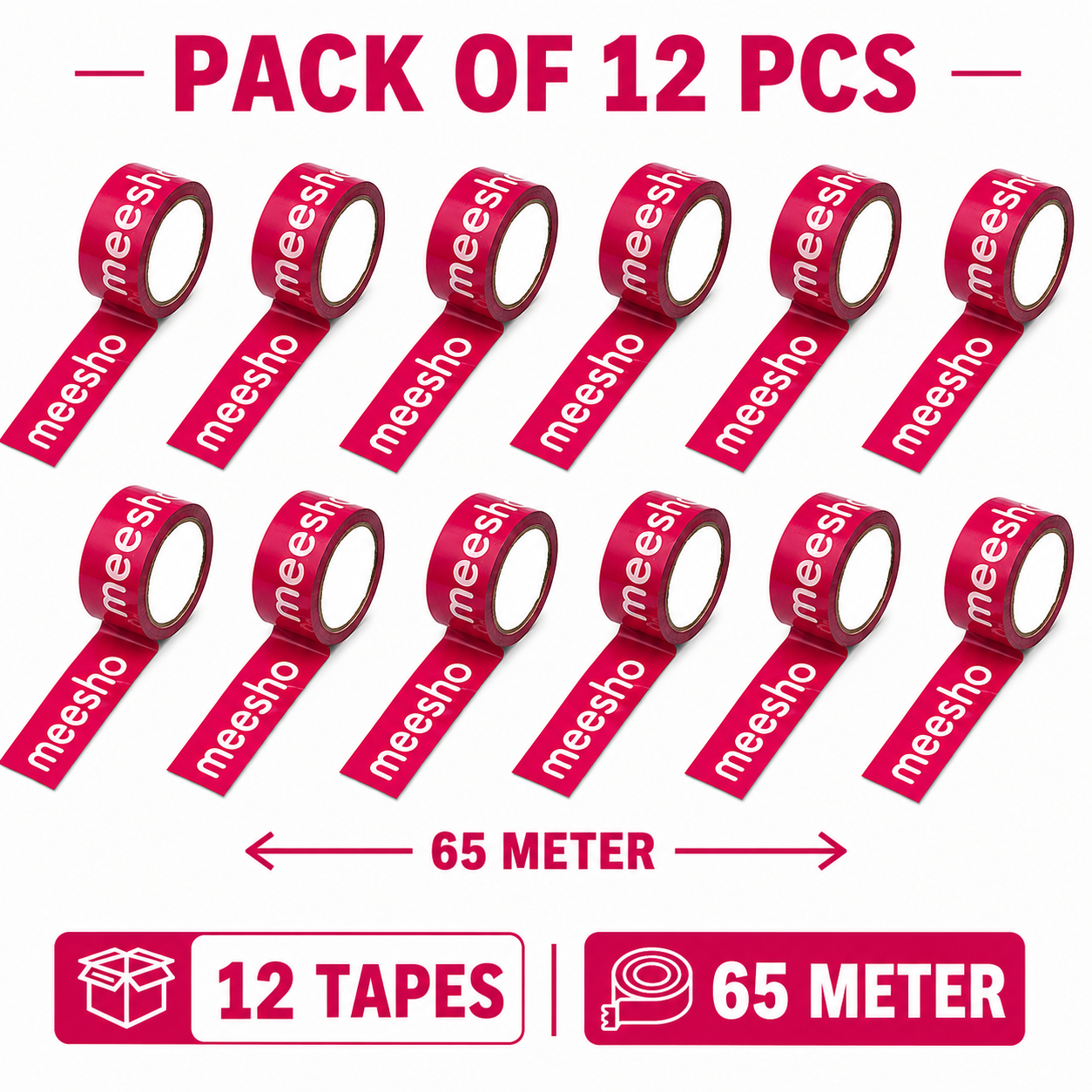 MEESHO GUM Tape, 2 INCH | 65 METER for Packaging Tape