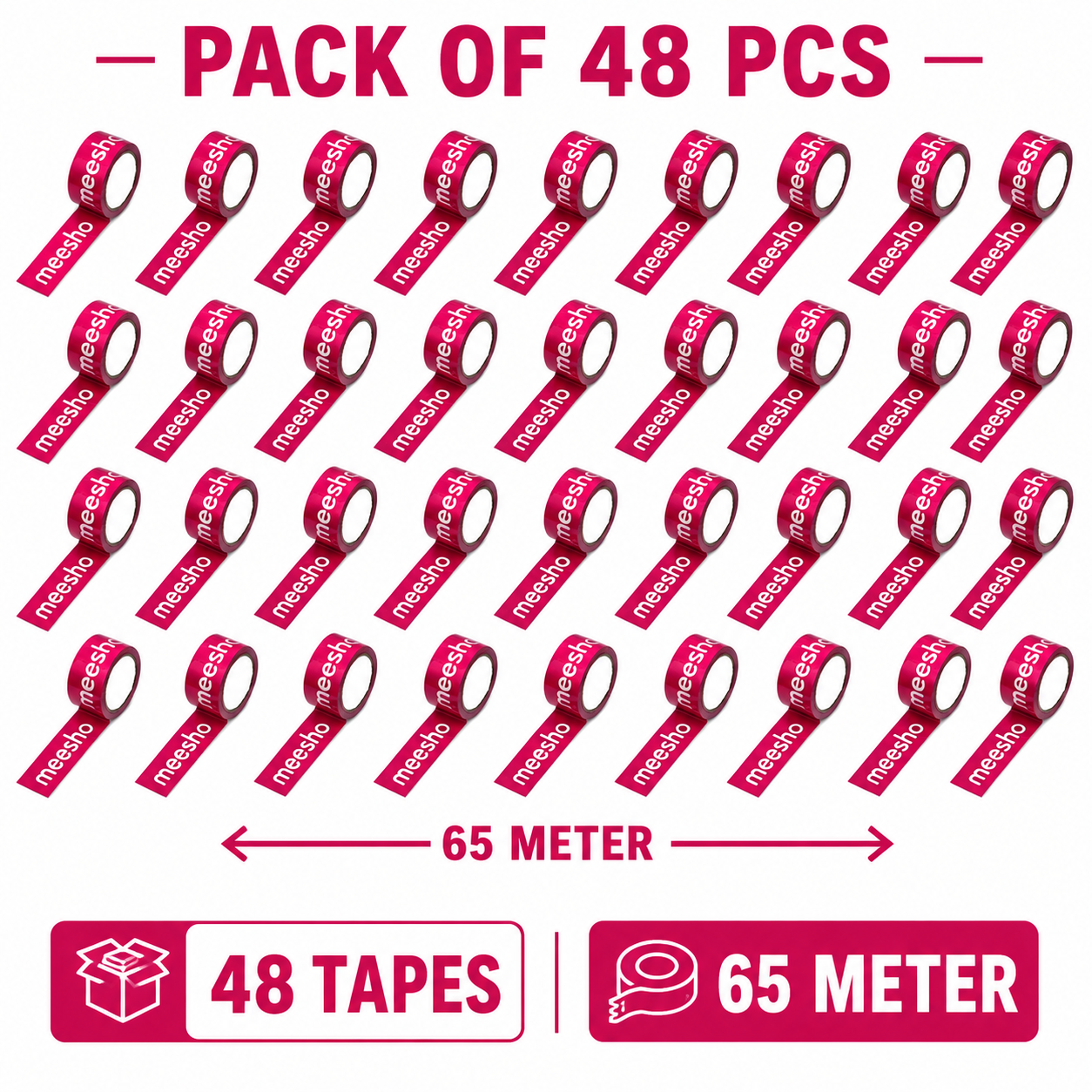 MEESHO GUM Tape, 2 INCH | 65 METER for Packaging Tape