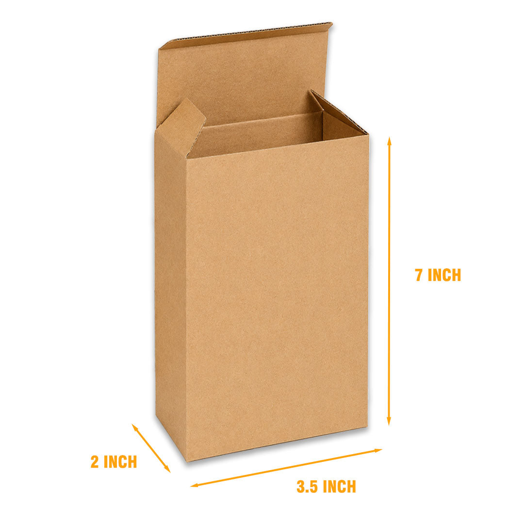 TUCK IN BOX 3 Ply | 2"x 3.5" x 7" |Brown Corrugated Boxes