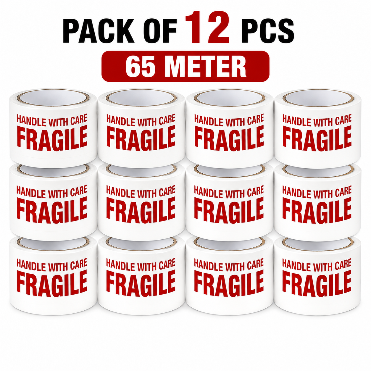 Handle With Care GUM Tape, 2 INCH | 65 METER for Packaging Tape
