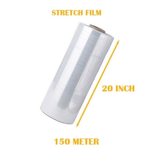 Stretch Film 20 Inch width, 150 Meters Length for  Packing and multipurpose use.